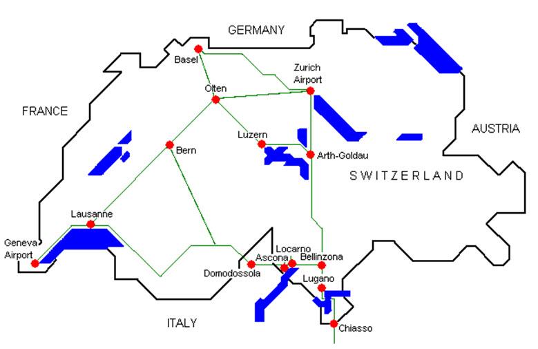 Swiss train map