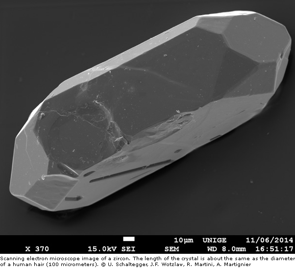 Scanning electron microscope image of a zircon
