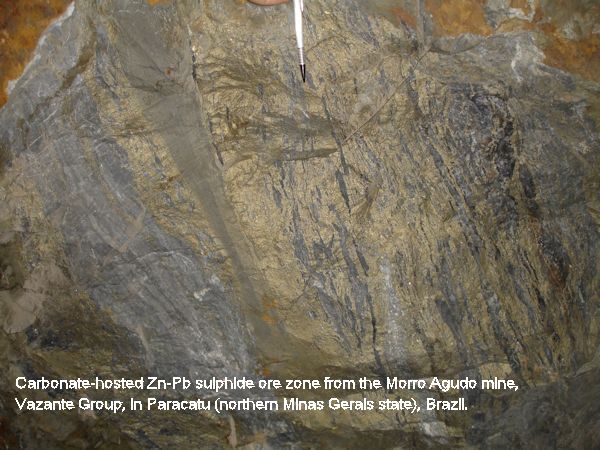 Carbonate hosted Zn-Pb sulphide ore zone, Morro Agudo