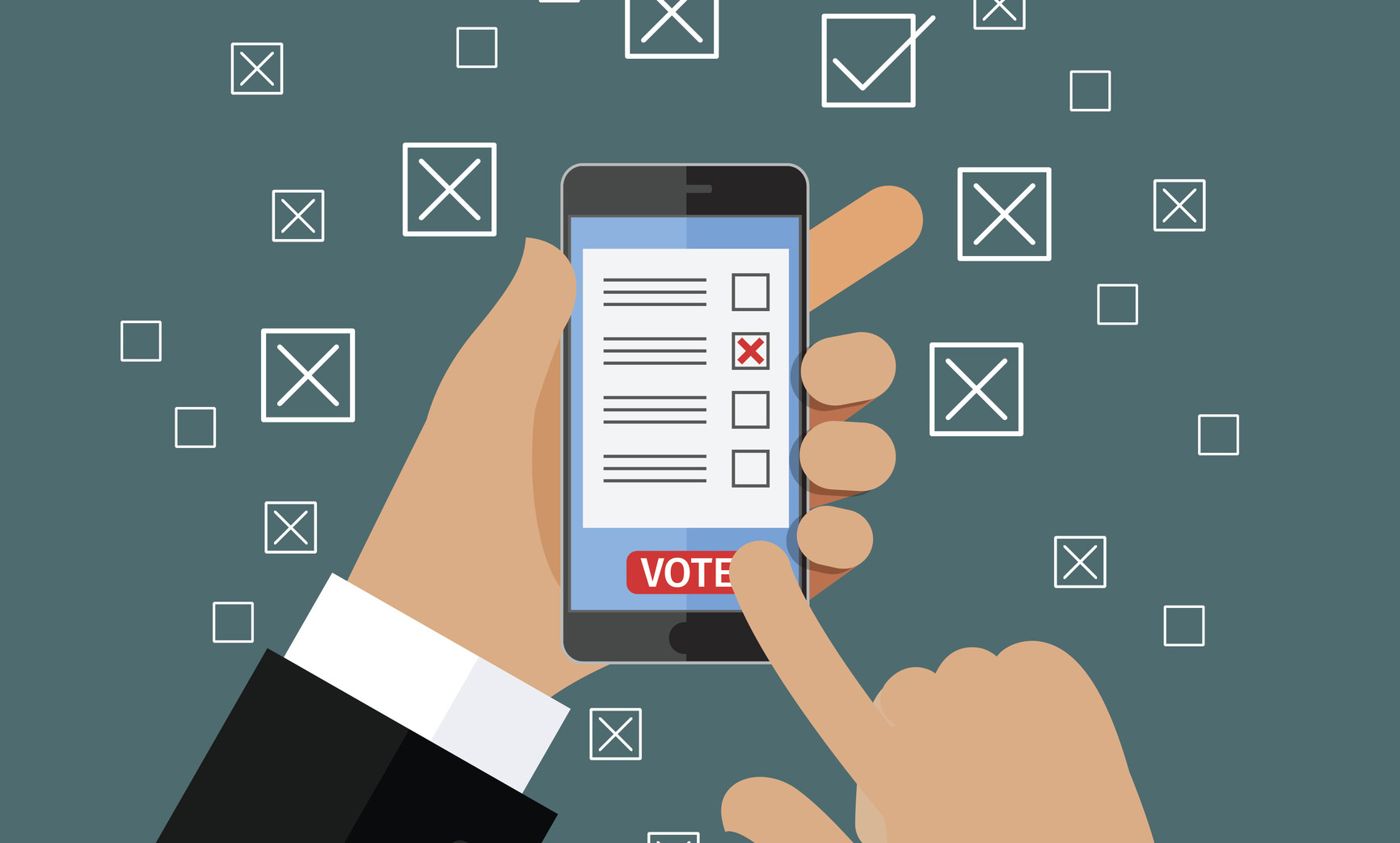 Illustration du vote avec smartphone
