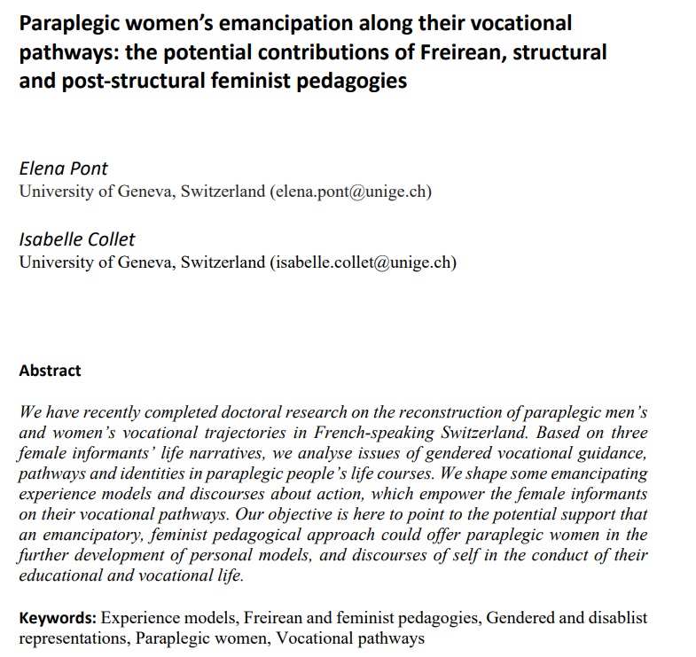 2022 Publication - Paraplegic women’s emancipation along their vocational pathways COUV.png