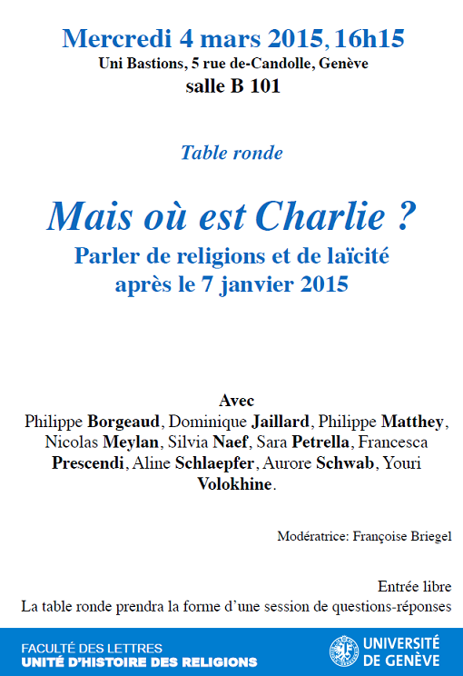 Table ronde Charlie Hebdo affiche