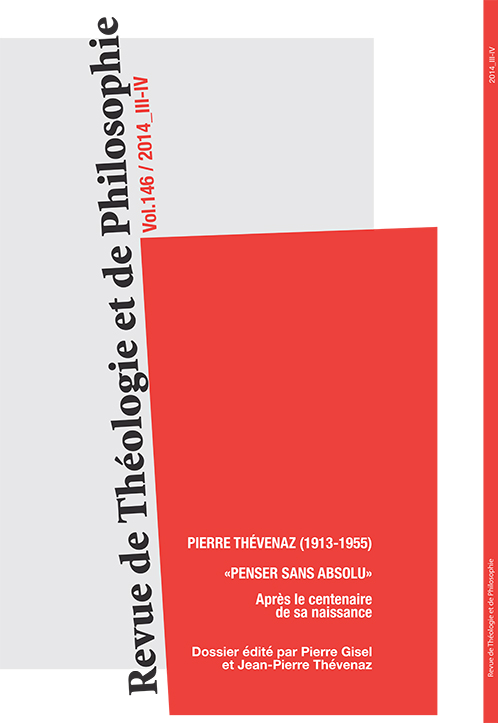 Revue de Theologie et de Philosophie, n°146, 2014/III-IV