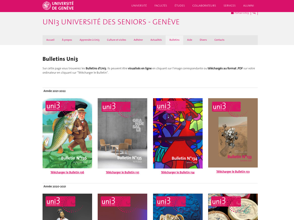 Page des Bulletins Uni3